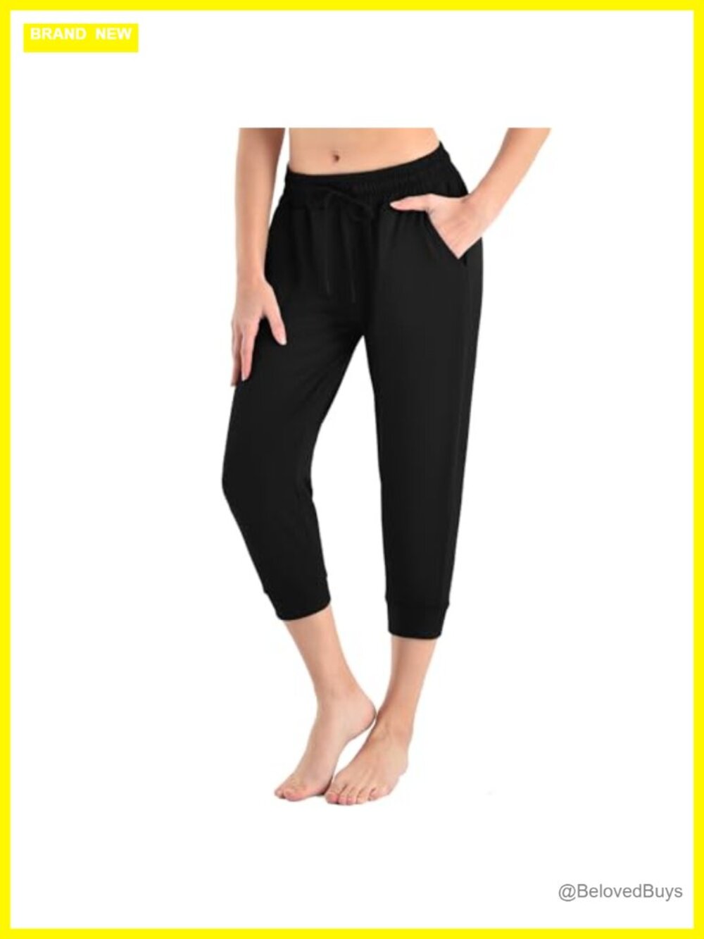 Womens Capri Joggers with Pockets Drawstring Athletic Sweatpants